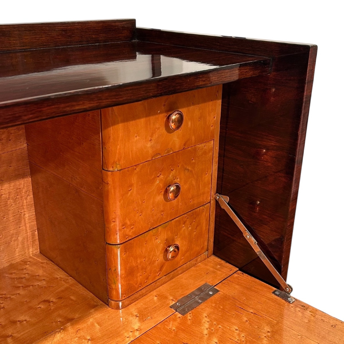 Antique Art Deco Style Drop-front Secretary Desk, Circa 1935, Polished Rosewood-photo-3
